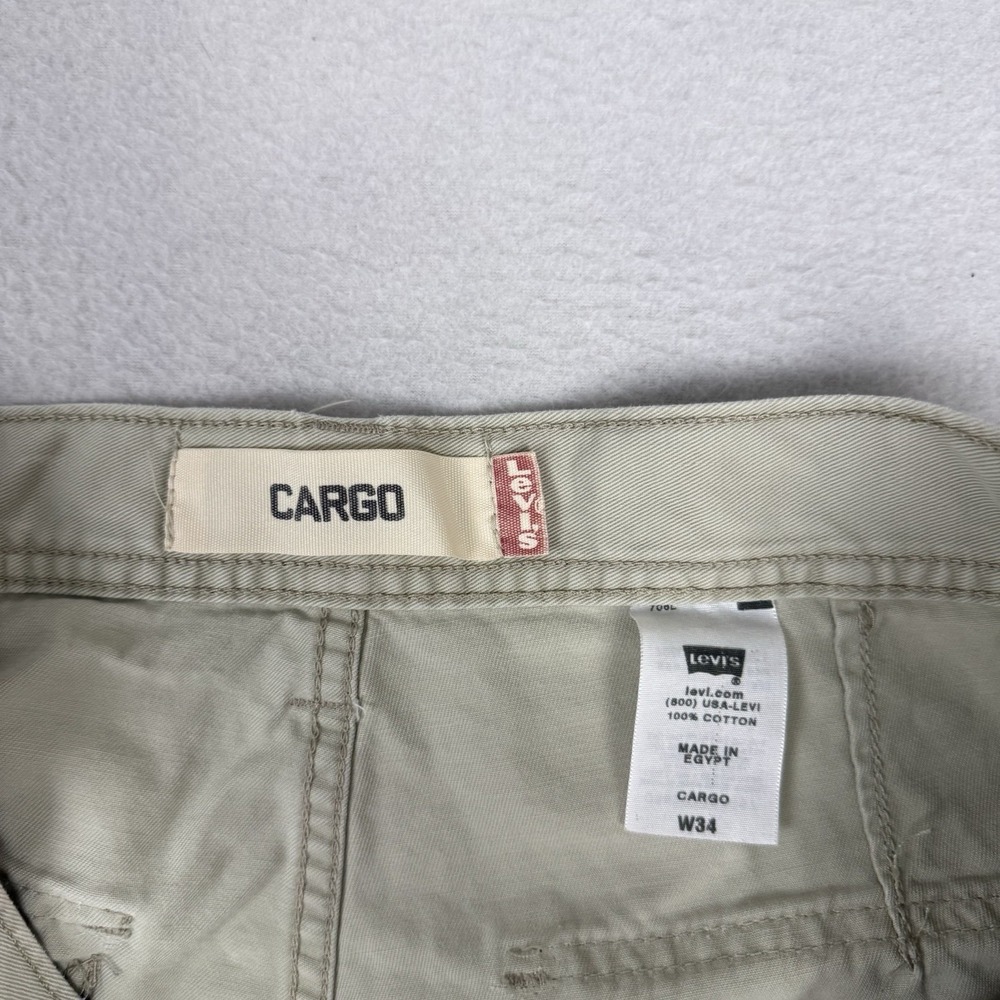 Levi's Cargo Utility Shorts Mens 34 Khaki Tan‎ Long Baggy Skater Workwear Y2K - Picture 2 of 7